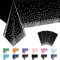MORAINJAY 4 Stück Schwarz und Silberpulver Party Rechteckig Tischdecke, 137x274cm Dot Confetti Wasserdicht Fleckschutz Tischdecken für Geburtstagsfeier, Hochzeit, Weihnachten, Kindergeburtstag