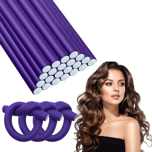 30 Pièces Bigoudis Cheveux, 250mm Morceaux Boucle Sans Chaleur, Bigoudis Flexibles, Rouleaux De Cheveux en Mousse Torsadée pour Boucles Frises DIY