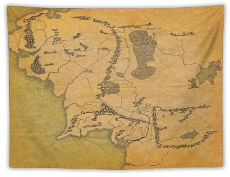 Landkarte von Mittelerde, LOTR, Wandteppich, Kunstdruck, Wandbild, Foto, Farbe, Tapisserie, hängendes Bild, Familie, Schlafzimmer, Dekoration, Geschenk, 76,2 x 101,6 cm