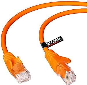 rhinocables CAT 5e High-Speed Ethernet Cable - Reliable LAN Network RJ45 Cable for Fast Internet & Data Transfer | Durable WiFi Broadband Cable for Gaming & Streaming, (1m, Orange, Pack of 7)