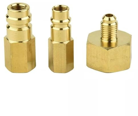 GAOHOU 3Pcs Messing 1/4„ SAE-Flaschenadapter für Kältemittel R134a Auto Klimaanlage Gas Transfer Adapter W21.8 zu 1/4“ Konverter