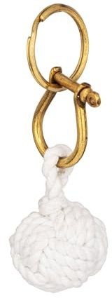 NKlaus Monkey Fist Cotton Keyring with Brass Shackle and Keyring - Stylish and Practical Accessory 16279, White, M