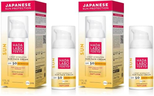 Hada Labo Tokyo - Light Hydrator Sun Face cream with Super Hyaluronic Acid, SPF50, Matt Look, 50 ml Bottle (Pack of 2)