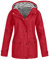 Veste Pluie Femme Coupe Vent Veste de Pluie avec Capuche de Travail Zippé Chaude Parka Outdoor Sport Grande Taille Randonnée Manteau Marque Automne Adulte Jacket(Rouge,L)