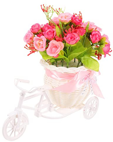 RORPOIR Artificial Tricycle Planter Basket Decorative Bicycle Vase Garden Ornament for Artificial Garden Flowers and Home Decor