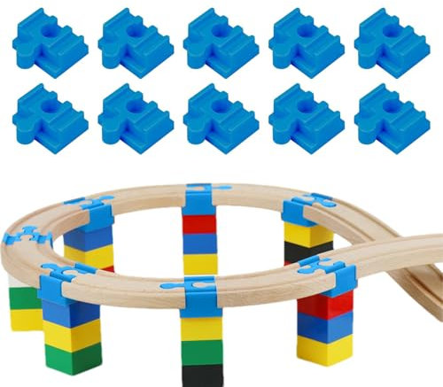 -Eisenbahn-Gleisverbinder, Eisenbahn-Gleisverbinder | Zubehör für Eisenbahnschienenadapter,Set mit 10 hölzernen Eisenbahnschienen-Verbindungsstücken für und Mädchen ab 3 Jahren,