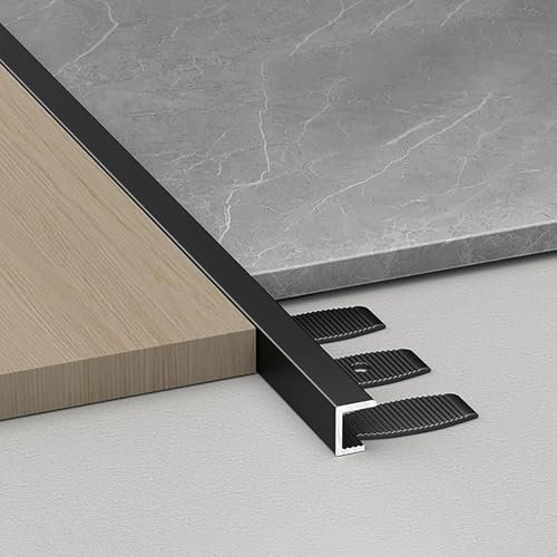 Raouoae Abschlussleiste 135cm 2 Stück Biegbares Abschlussprofil Aluminium Eloxiert C-Form Profil Fliesenkanten Schutz Einfassprofil Für Kreative Fliesenverlegung(Schwarz,Hoch: 12.3mm)