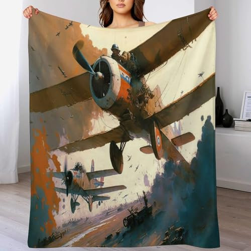 AAPZY Decke Flugzeug Decke Tagesdecke - Weiche Flannel Decke Mit Muster Sofadecke - Baumwolldecke Wohndecke Sofaüberwurf Bettüberwurf （180×200cm）