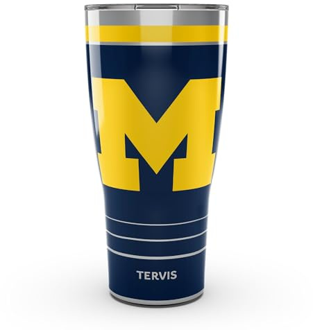 Tervis Traveler Michigan Wolverines MVP - Bicchiere termico da viaggio a tripla parete, mantiene le bevande fredde e calde, 850,5 g, in acciaio inox