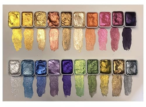 LLSUZY Shifting Watercolor Painting Set, 20 Colors Watercolor Painting Set, Shimmer Metal Colourful Paints Set, Metall Watercolor Paint Set for Wall Paper Canvas and Wood Painting