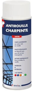 Metaltop - Antirouille Charpente - Noir signalisation - RAL 9017 - Bombe 400mL