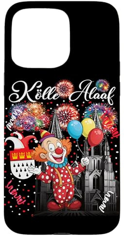 Hülle für iPhone 15 Pro Max Köln Rut und Wiess Kölner Dom Karnevalskostüm Clown Kostüm