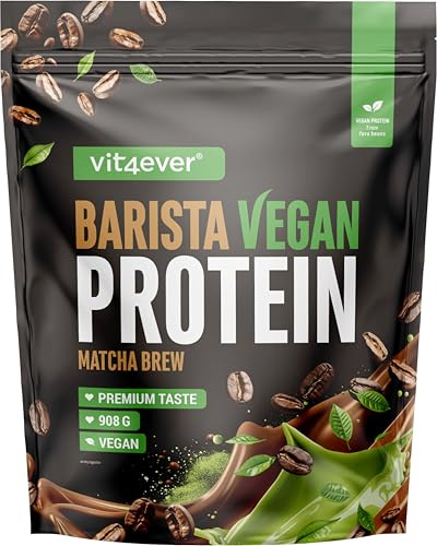 vit4ever Barista Protein Coffee - 908 g Pulver - Matcha Brew | mit echtem Kaffee & Koffein - Cremig - Wenig Zucker & Fett - Vegan