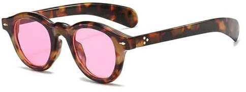 FORLUZ Gafas de sol ovaladas vintage para mujer, a la moda, con cristales transparentes color océano, tonos verdes, UV400 para hombre (rosa leopardo)