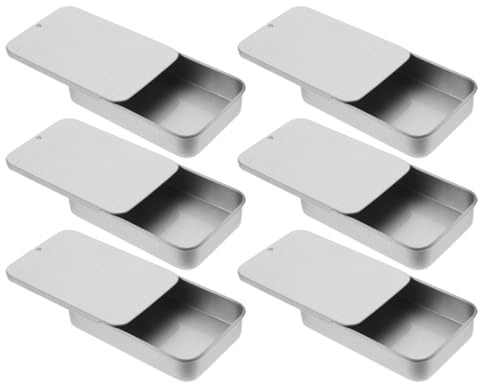 GLEAVI Kleine Metallaufbewahrungsboxen zur Aufbewahrung von Süßigkeiten und Schmuck 6 Stück aus Weißblech mit Schiebedeckel Korrosionsbeständig Minimalistisches Design