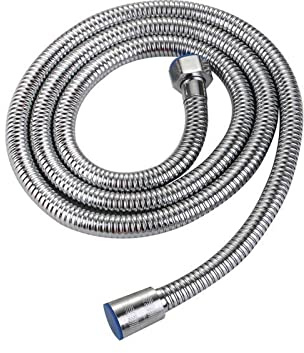 WUSHADEHANS Duschschlauch, 2 m 4 m extra Langer Brauseschlauch, Chrom, Ersatzbrause(4M)