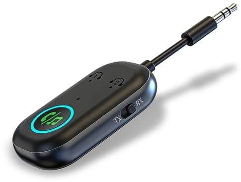 Bluetooth 5.3 Adapter, 2 in 1 Bluetooth Transmitter Empfänger, AUX 3,5mm Blue-Tooth Adapter Splitter Sender Klinke, Blue Tooth Sender Empfänger Klinke für Kopfhörer, Auto, Audio System, TV