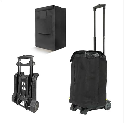 Shopping Trolley On Wheels Folding Hand Truck Dolly Luggage Cart Foldable Trolley Light Weight Sack Trolley(35KGS) Folding Trolley with Groceris Bag for Shopping Camping Trip Black