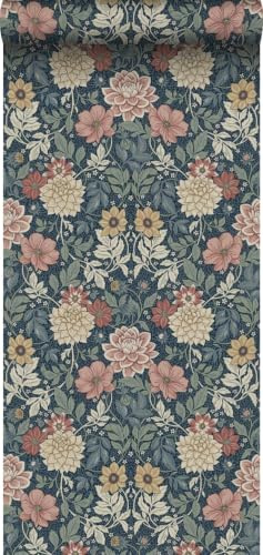 Sanders & Sanders Tapete Blumenmuster im Jugendstil Dunkelblau 53 cm x 10.05 m