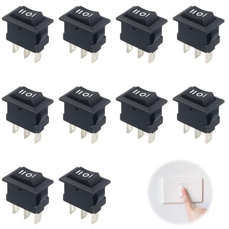 10Pcs Wipptaster, Mini Kippschalter Wippschalter Bootform Wipp-Kippschalter Geräteschalter Snap-in Druckschalter Einbauschalter Klein Eingebettet Rechteckig 10 x 15 mm 3 Polig (B)