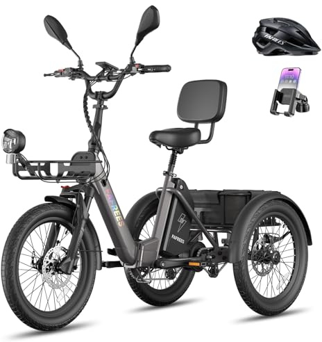 Fafrees Elektro Dreirad, E Bike Klapprad 20 * 3.0 Zoll Reichweite 110-150km | E-Dreirad für Erwachsene Hydraulische Bremsen, Lastenfahrrad 48V 65N.m Motor, Traglast 180KG