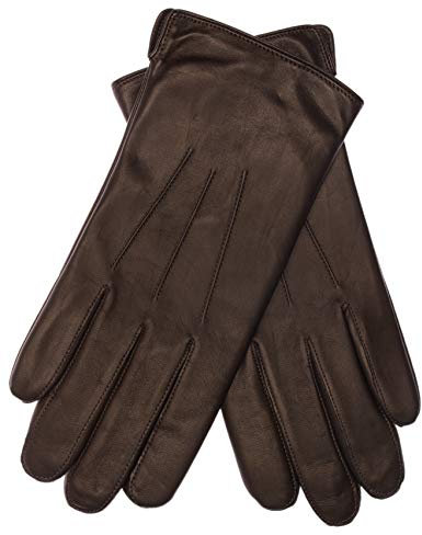EEM Herren Lederhandschuhe, weiches italienisches Leder, Fleecefutter, klassisch, dunkelbraun S