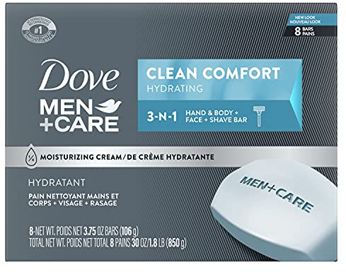 Dove Men+Care Seife für Körper und Gesicht „Clean Comfort“, 113 g, 8 Stück