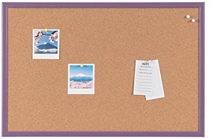 Bi-Office Kork Pinnwand, Korktafel mit Violettem MDF Rahmen, 60 x 40 cm