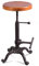 Topower Industrial Retro Vintage Farm Wooden Tractor Stool Kitchen Swivel Height Adjustable bar Stool (Dark Brown)