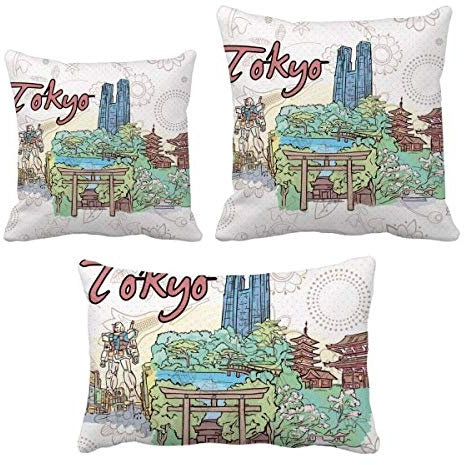 DIYthinker Handgemalte City Japan Yard Tokio Werfen Kissen Set Einfügen Kissen Abdeckung Home Sofa Dekor Geschenk