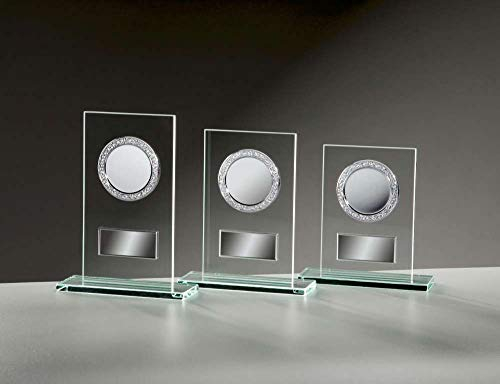 Henecka Glastrophäe 6mm-Glas mit Fassungen Sockelbreite 140 mm, Glas, mit Wunschgravur und auswählbarem Sport-Emblem, Größe 19 cm