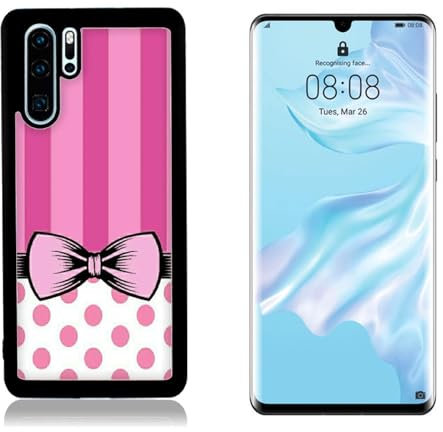 Generico Funda Compatible con Huawei P30 Pro Inclinarse Rosa Entonces/Parte Trasera de Cristal con Goma en los Laterales. / TPU Antideslizante Antiarañazos Resistente a los Golpes Protector Rígido...