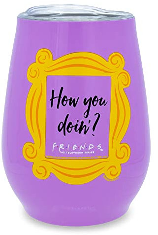 Silver Buffalo Friends How You Doin Trinkbecher mit Deckel, doppelwandig, Edelstahl, 284 ml
