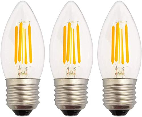 YAKAiYAL 4W E27 LED Kerze Birne Warmweiß 2700K 200-240V C35 COB Filament LED Glühbirne Schraube Sockel Edison Vintage LED Kerzenbirne Nicht Dimmbar 3-Stück MEHRWEG