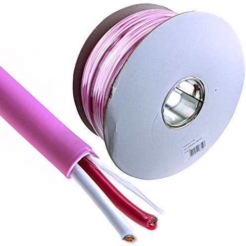 kenable 2 Core 1.5mm2 LSZH Low Smoke Zero Halogen COPPER Loud Speaker Cable Pink 100m [100 metres]