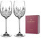 DIAMANTE Red Wine Glasses Pair - ‘Buckingham’ Traditional Hand Cut Crystal Wine Glasses - Set of 2