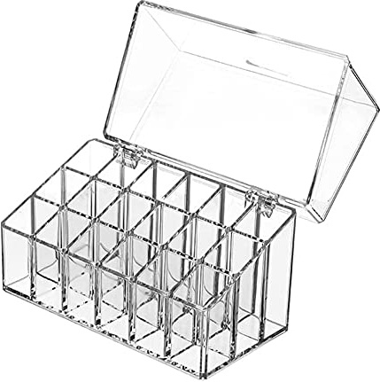 Jingying Transparenter Kosmetik Organizer, Moderner Acryl Lippenstift Aufbewahrungsbox, Wasserdicht, 18 Fächer, Perfekt für Schminktisch & Arbeitsplatte