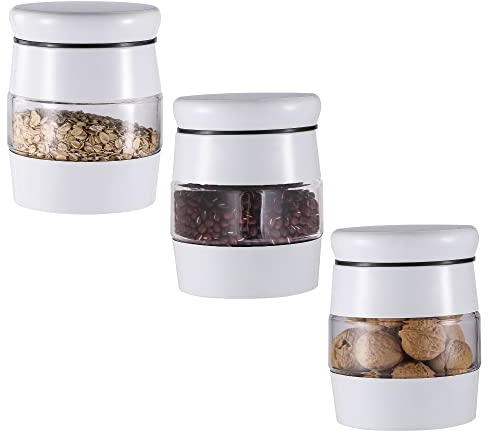 Royal Cuisine 3pcs Stackable Glass Food Storage Jars Tea Coffee and Sugar Canisters Set, Set of 3 Stackable Airtight Sugar Tea Coffee set Containers (White)