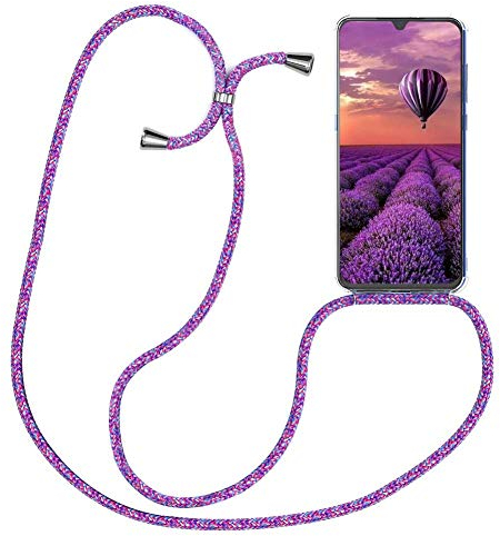 Handykette kompatibel mit Samsung Galaxy A7 2018 Handyhülle Transparent Silikon Schutzhülle - Necklace Hülle mit Band Handy-Kette Case mit Necklace Schnur mit Kette zum Umhängen,Unicorn