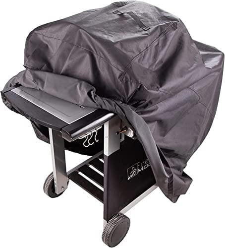 Fire Mountain 2 Burner Protective BBQ Cover - Black, Weather Proof, Outdoor Grill Protection, Easy Storage Bag Included, Fade Resistant Barbecue Shelter, Adjustable Ties, Waterproof Cover, BBQ Shelter