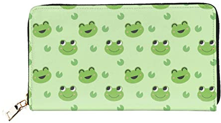 Sanghing Portefeuille en cuir pour femme, porte-monnaie, porte-monnaie avec fermeture éclair, cadeau pour femme, homme et femme, grenouille, One Size, Compacte