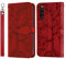 Rostsant Coque Sony Xperia 10 IV - Étui Portefeuille en Cuir PU avec Arbre en Relief - Housse à Rabat pour 5G - Rouge