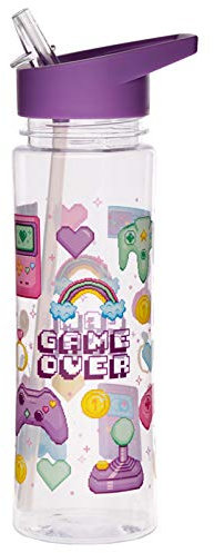 EliteKoopers 1Pcs 550ml Reusable Retro Gaming Next Gen Water Bottle with Flip Straw For Kids, Sports, School