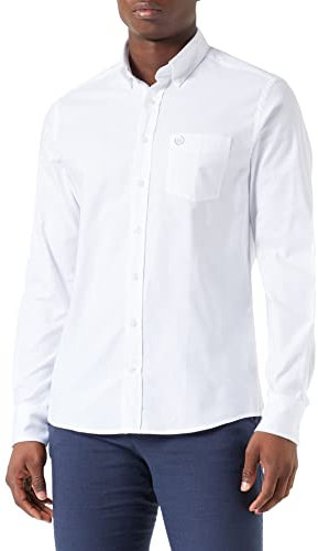 bugatti Herren Hemd Langarm Modern Fit Button-Down Kragen Basic Baumwolle Soft Cotton