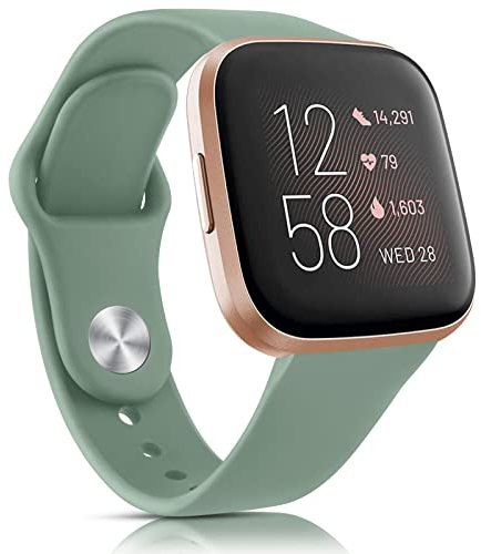 Oumida Kompatibel für Fitbit Versa 2 Armband/Fitbit Versa Armband für Damen Herren, Silikon Armbänder Classic Sport Ersatz Uhrenarmband für Fitbit Versa 2/Fitbit Versa/Versa Lite, Olivgrün