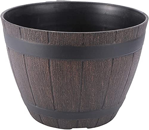 FORREC Vaso per Albero Grande Albero Stagno Resina Imitazione Rattan Barile di Legno Bonsai da Esterno Vaso da Fiori da Giardino