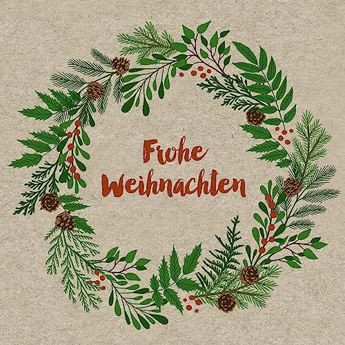 25 Servietten recycling Frohe Weihnachten im Kranz 33cm