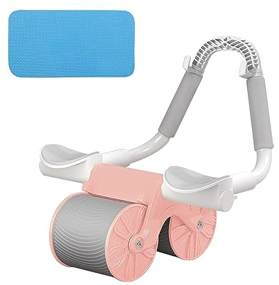Abdominal Roller Wheel,Stabiler Doppelrädern Und Automatischem Rückprall,Automatische Rebound-Bauchrolle,Bauchroller Für Bauchmuskeltraining,Bauchroller Bauchmuskeltrainer (Rosa)