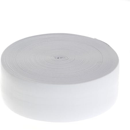 TUKA-i-AKUT Gummiband 40 Meter x 100 mm Breit, Elastisches Band Elastische Gummiband für Nähen/Haushalt/DIY/Handwerk Kleidung, Weiß, TKB5092 White