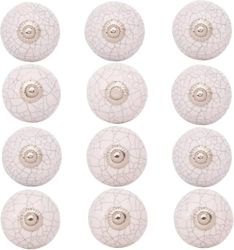 Art Of Creation Assorted Ceramic Door Knob Handmade Vintage Look Shabby Chic Interior Door Knobs Furniture Cabinet Cupboard Drawers Pulls Handles (Pack of 8)